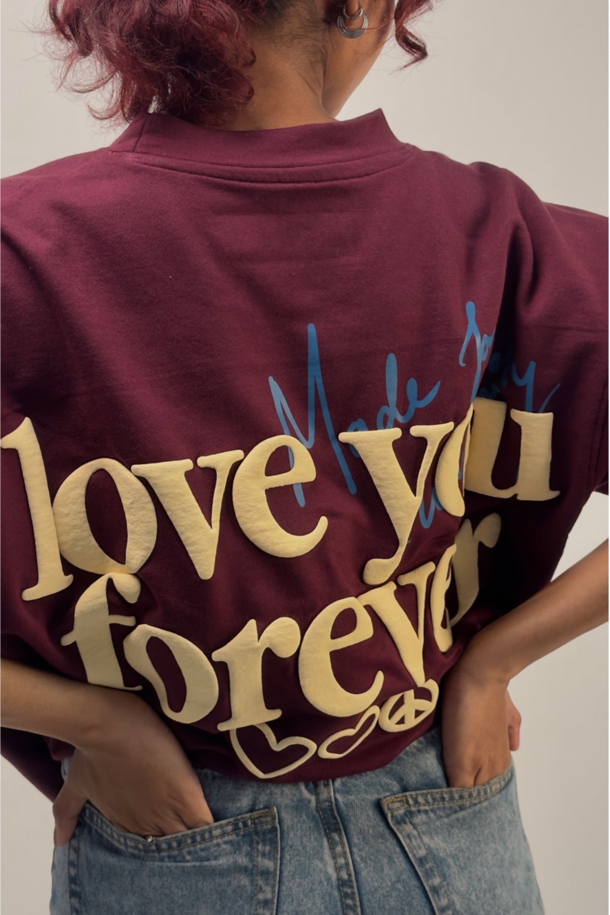 LOVE YOU FOREVER  SHORT SLEEVE T-SHIRT IN “CHERRY WINE”